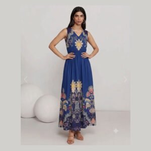 Boutiquebyarya Women Fit and Flare Dark Blue Midi